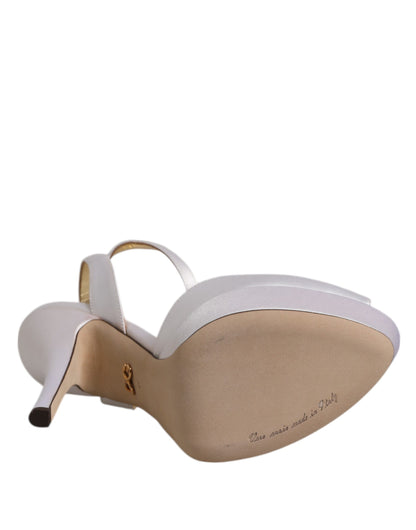 Dolce & Gabbana White Satin Platform Heels Sandals