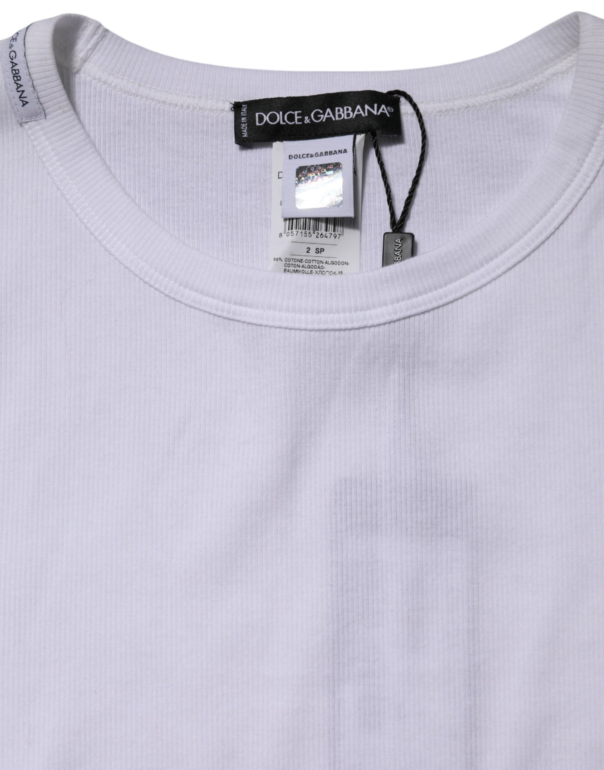 Dolce & Gabbana White Cotton Knit Long Sleeves T-shirt