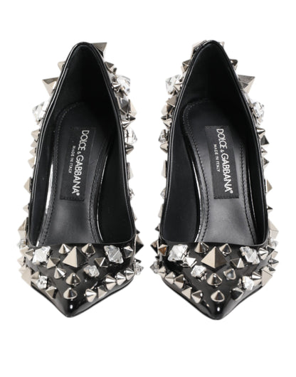 Dolce & Gabbana Black Crystals Studs Stiletto Pumps