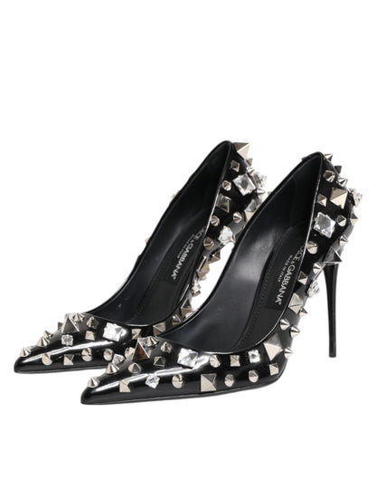 Dolce & Gabbana Black Crystals Studs Stiletto Pumps