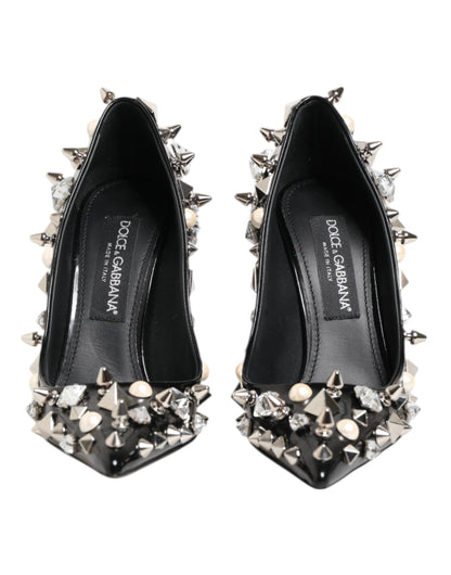 Dolce & Gabbana Black Crystals Studs Stiletto Pumps