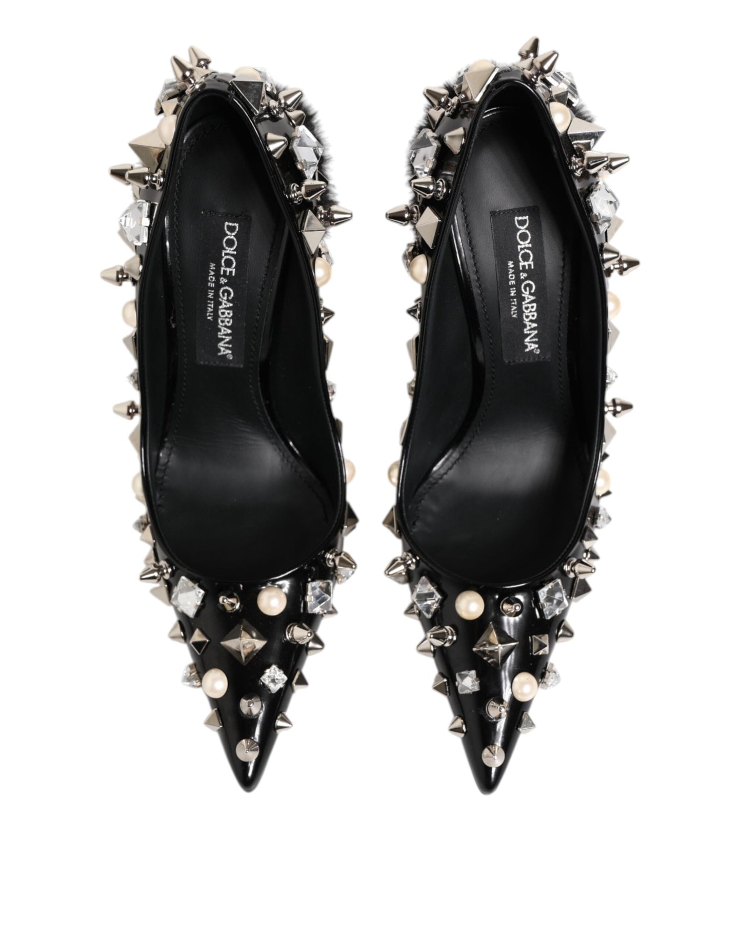 Dolce & Gabbana Black Crystals Studs Stiletto Pumps
