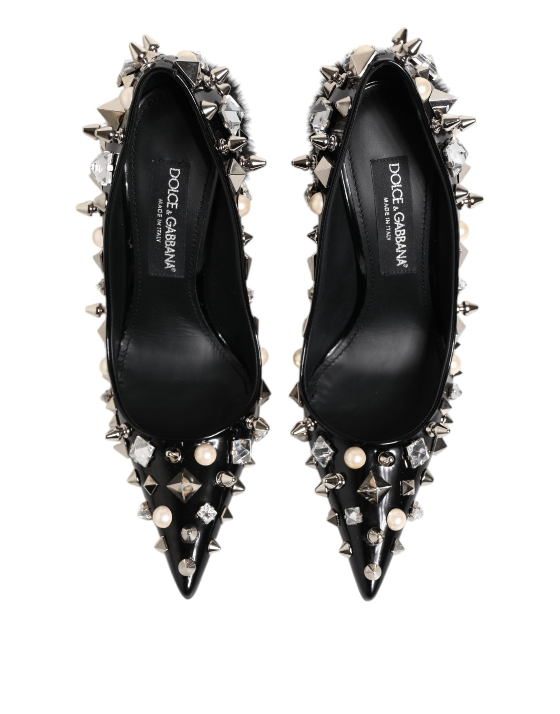 Dolce & Gabbana Black Crystals Studs Stiletto Pumps