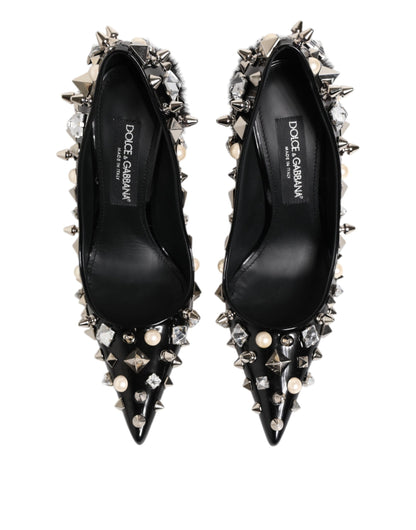 Dolce & Gabbana Black Crystals Studs Stiletto Pumps