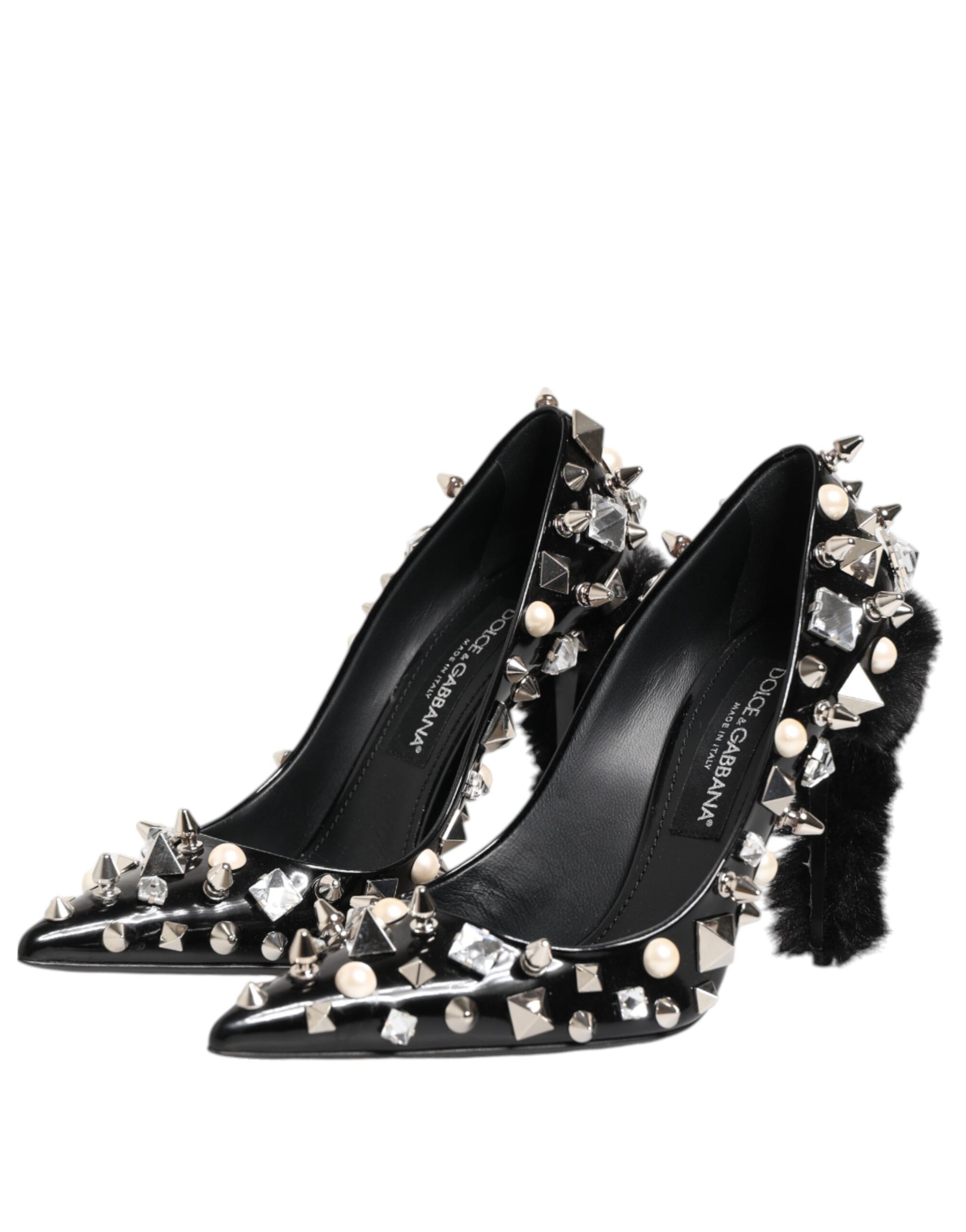 Dolce & Gabbana Black Crystals Studs Stiletto Pumps