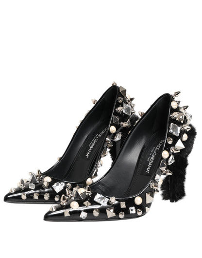 Dolce & Gabbana Black Crystals Studs Stiletto Pumps