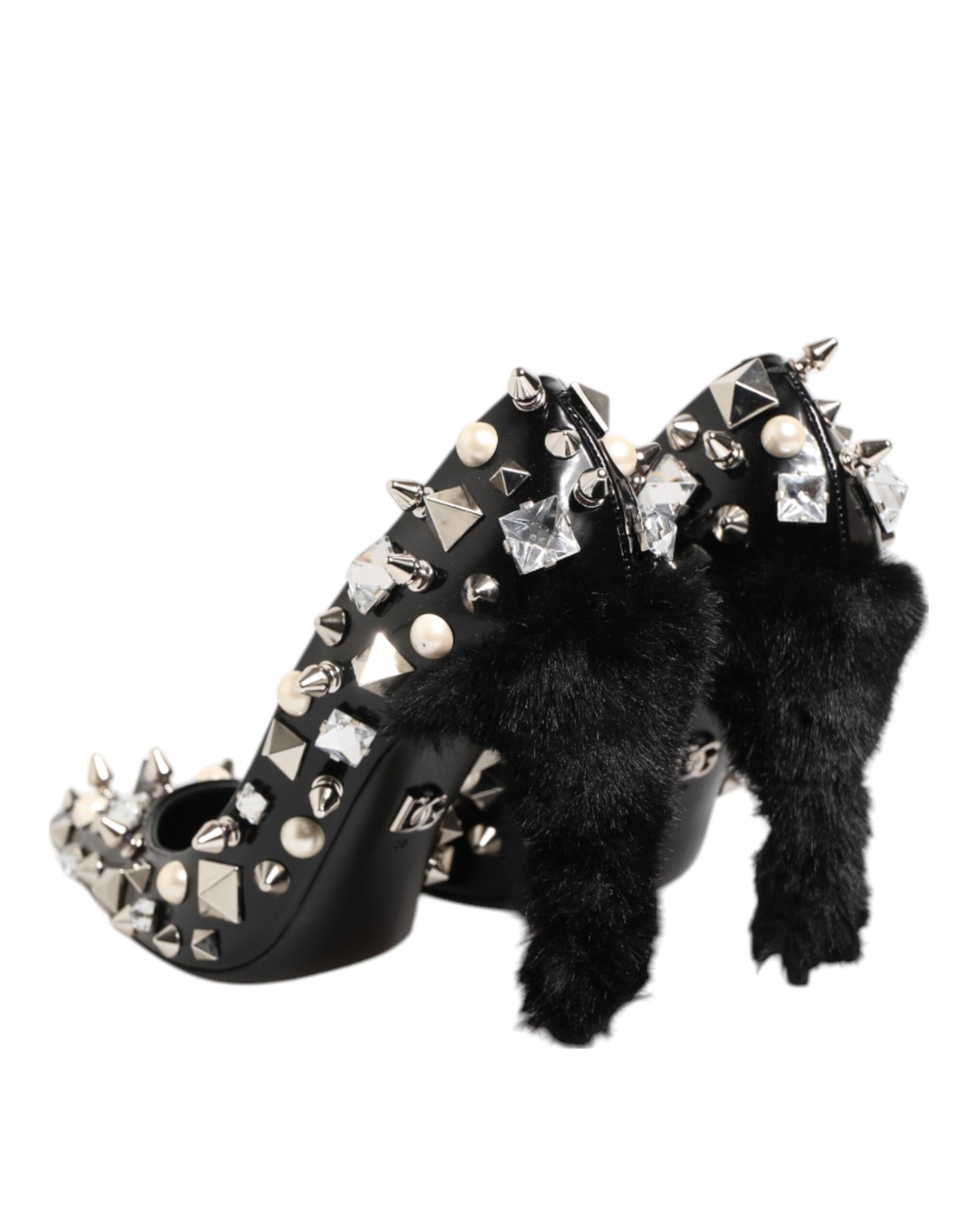 Dolce & Gabbana Black Crystals Studs Stiletto Pumps
