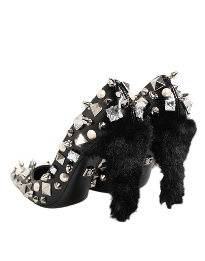 Dolce & Gabbana Black Crystals Studs Stiletto Pumps