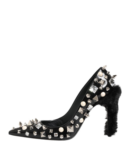 Dolce & Gabbana Black Crystals Studs Stiletto Pumps