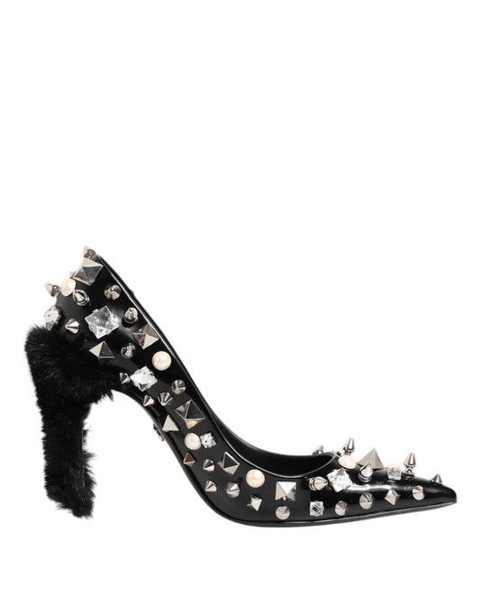 Dolce & Gabbana Black Crystals Studs Stiletto Pumps