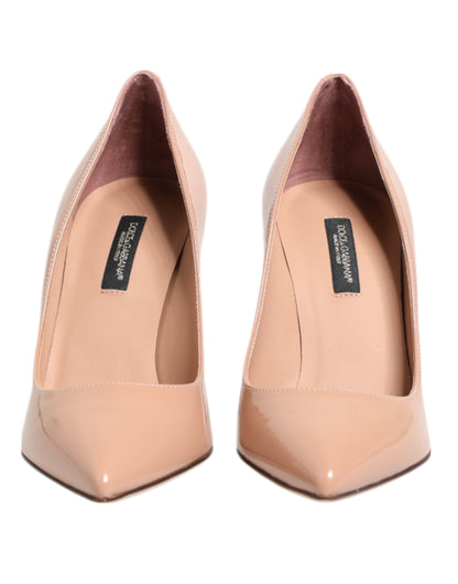 Dolce & Gabbana Beige Patent Leather Stiletto Heel Pumps