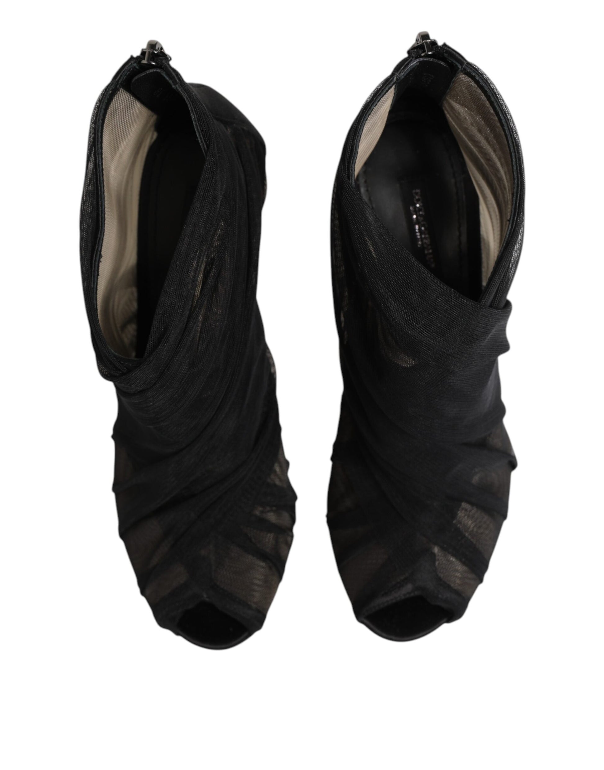 Dolce & Gabbana Black Mesh Stiletto Heels Ankle Boots