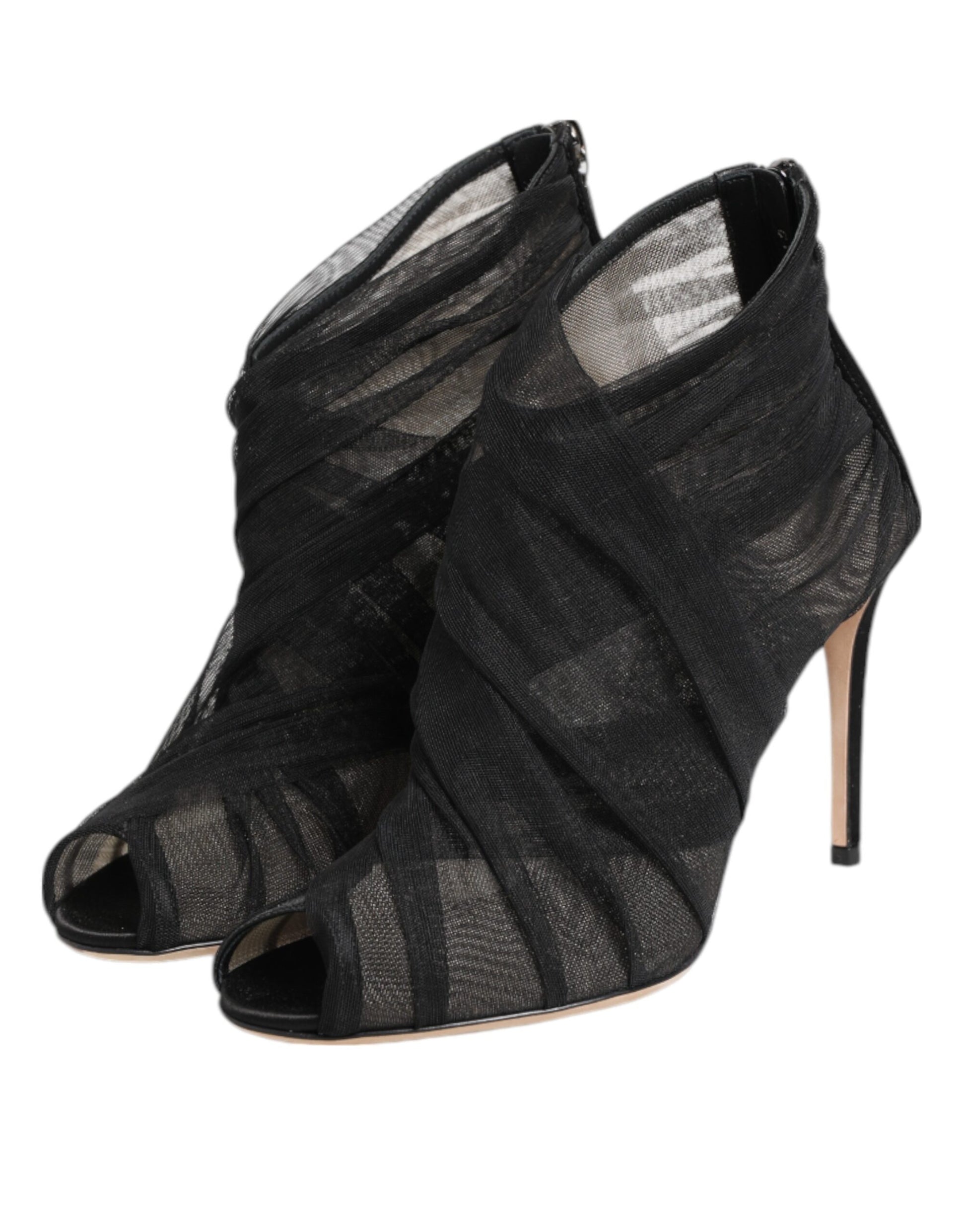 Dolce & Gabbana Black Mesh Stiletto Heels Ankle Boots
