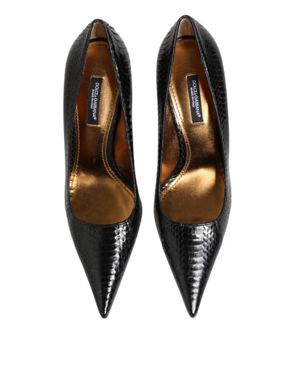 Dolce & Gabbana Black Exotic Leather Stiletto Pumps