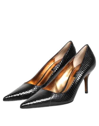 Dolce & Gabbana Black Exotic Leather Stiletto Pumps