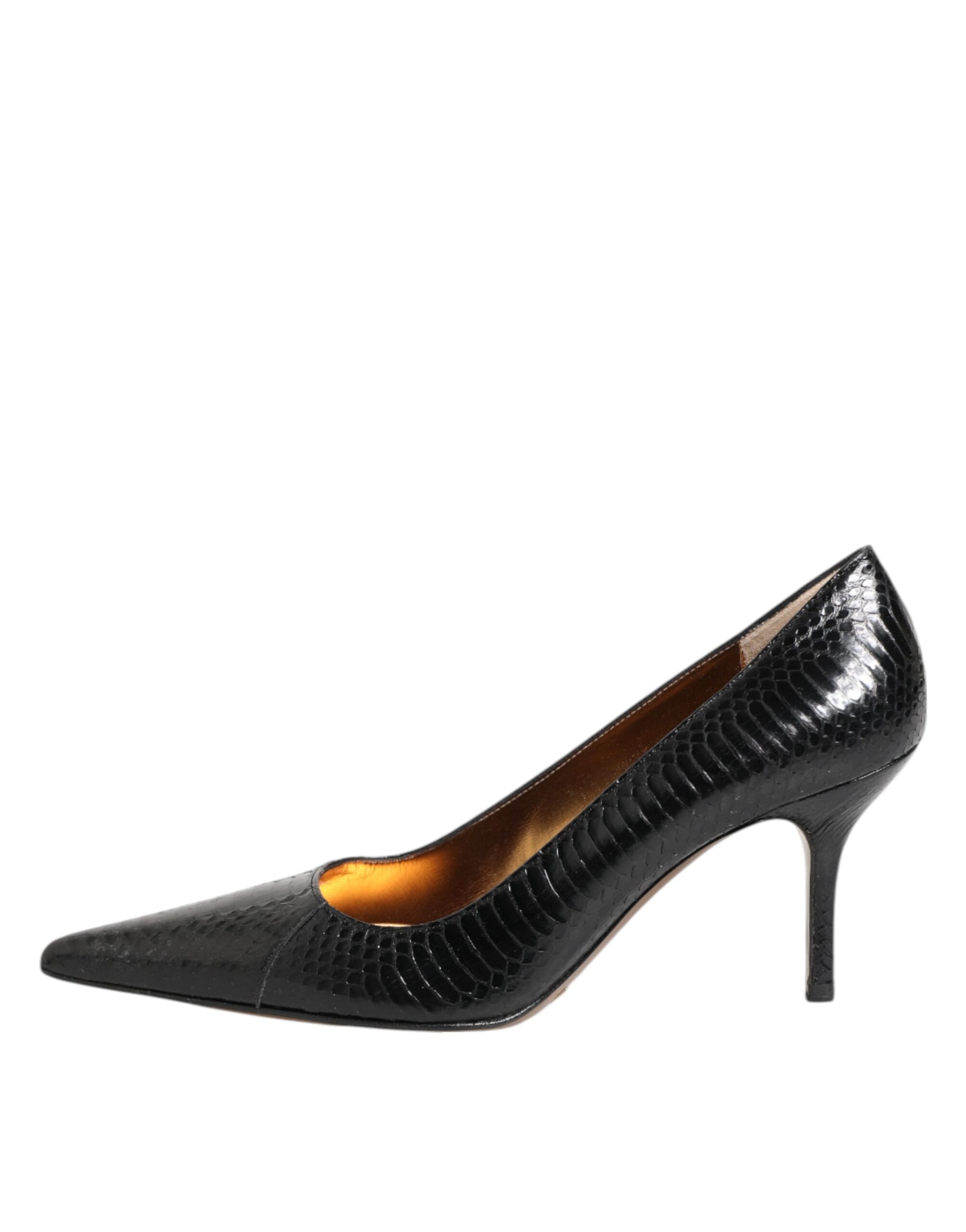 Dolce & Gabbana Black Exotic Leather Stiletto Pumps