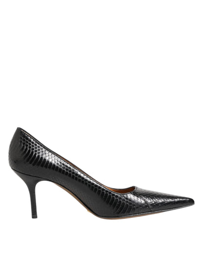 Dolce & Gabbana Black Exotic Leather Stiletto Pumps