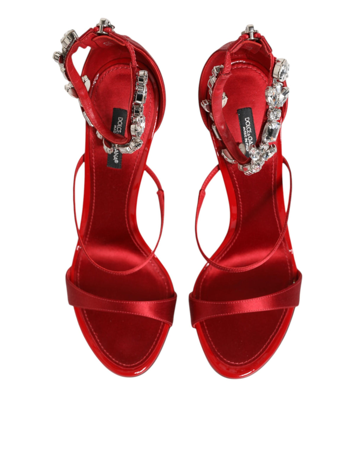 Dolce & Gabbana Red Satin Crystals Keira Sandals