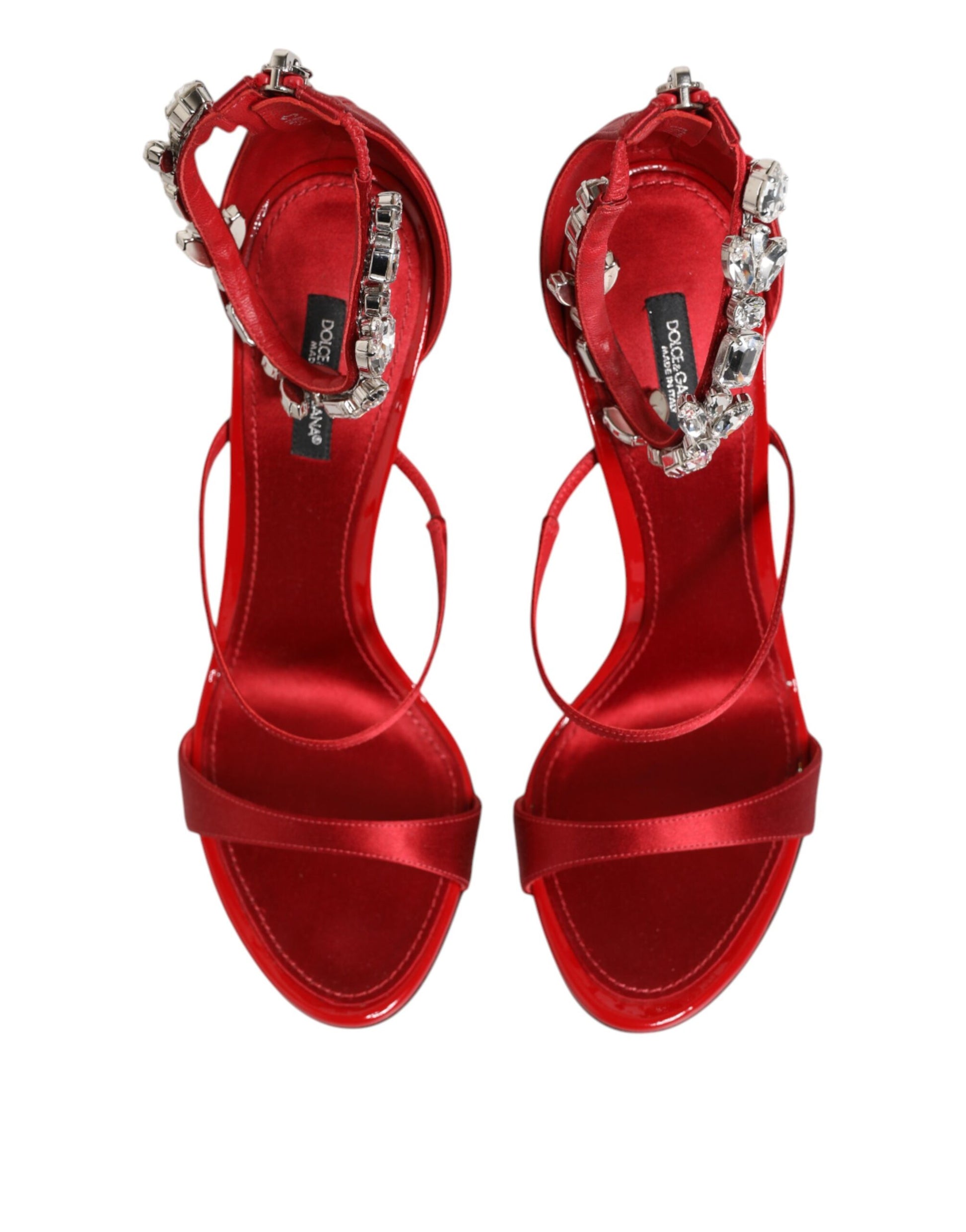 Dolce & Gabbana Red Satin Crystals Keira Sandals