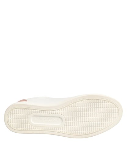Dolce & Gabbana White Pink Leather Low Top Sneakers