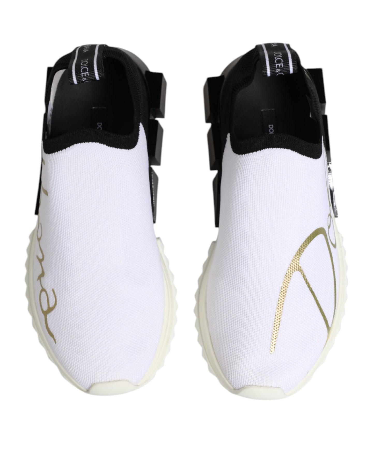 Dolce & Gabbana White Black Low Top Sorrento Sneakers
