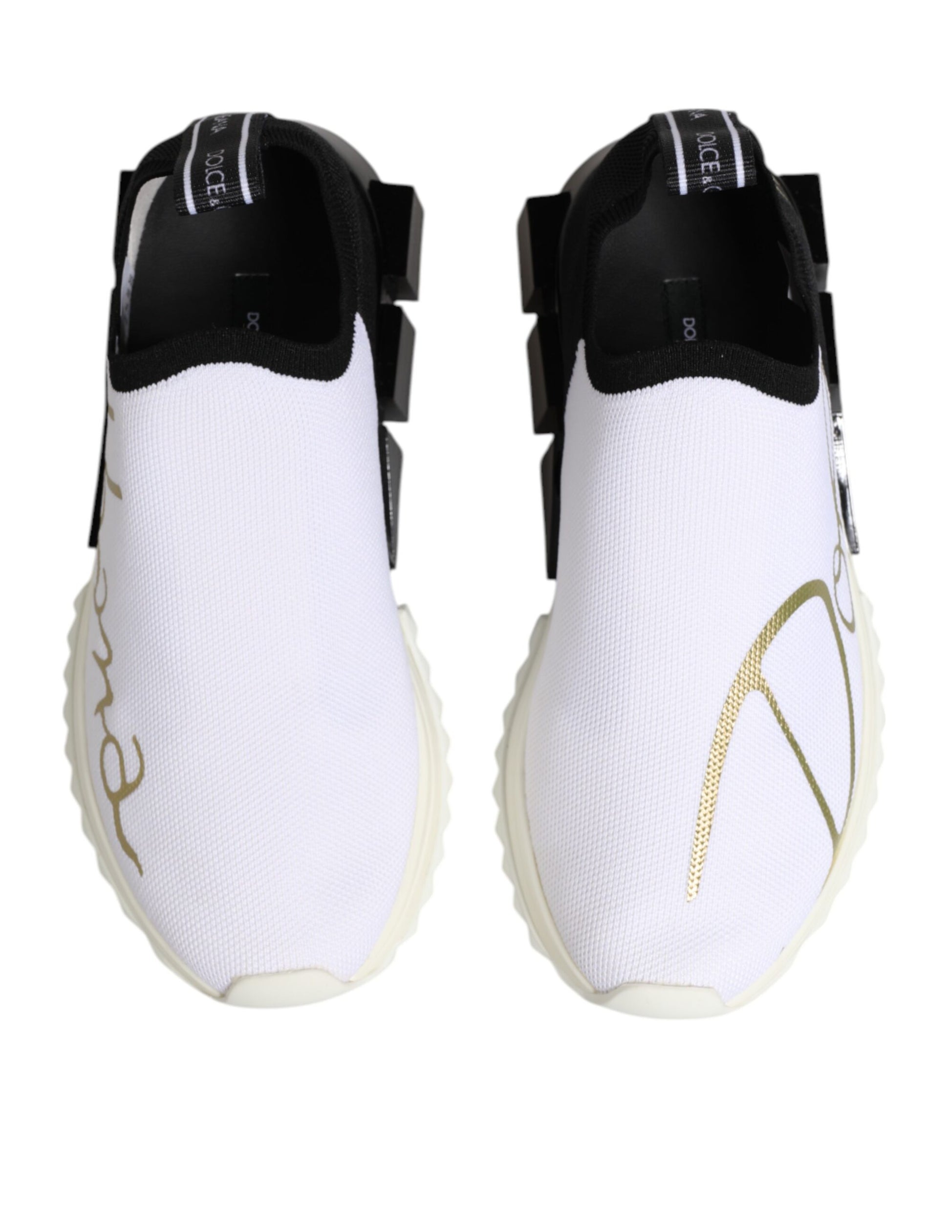 Dolce & Gabbana White Black Low Top Sorrento Sneakers