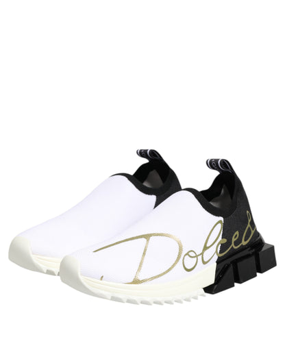 Dolce & Gabbana White Black Low Top Sorrento Sneakers