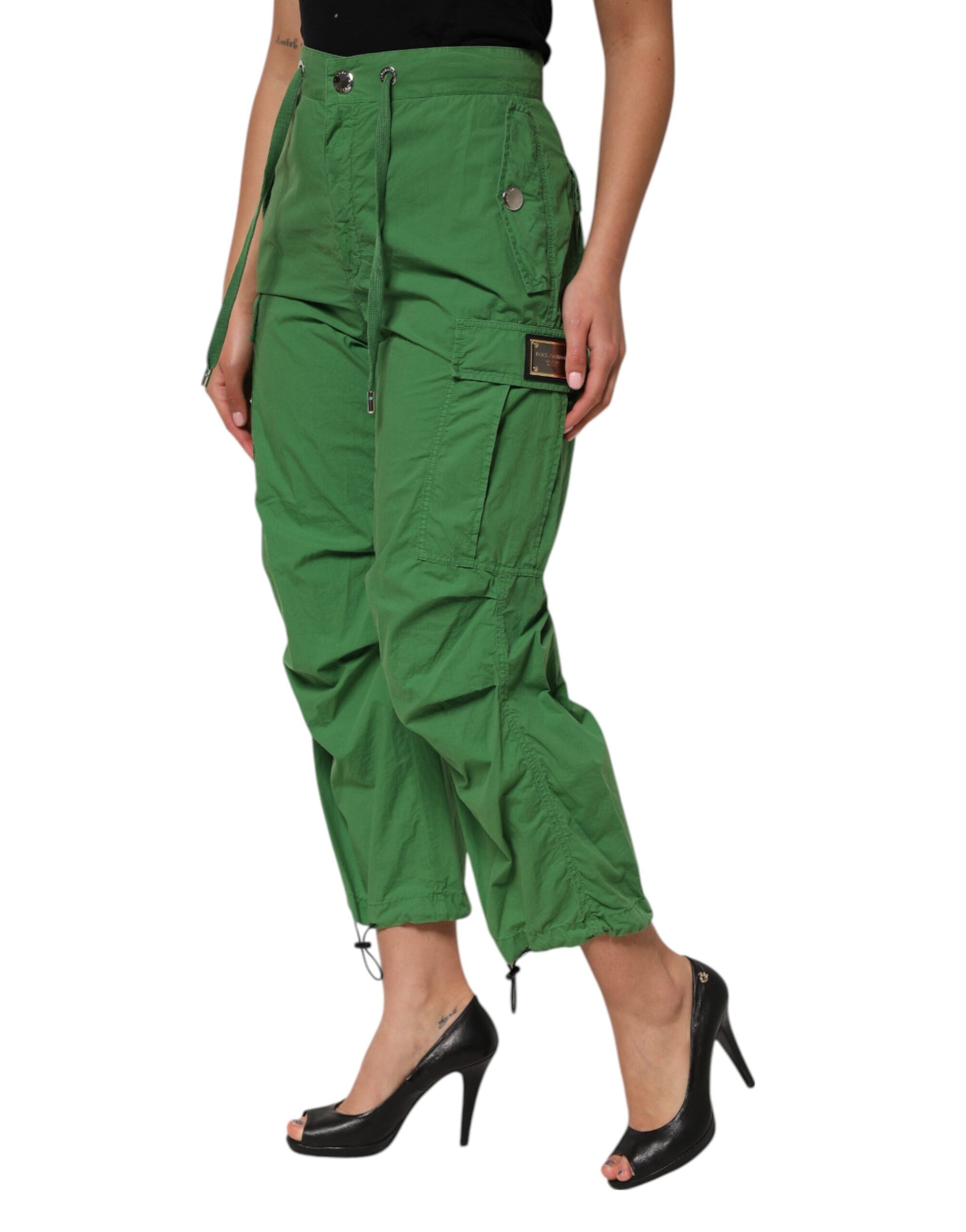 Dolce & Gabbana Green High Waist Cargo Trouser Pants