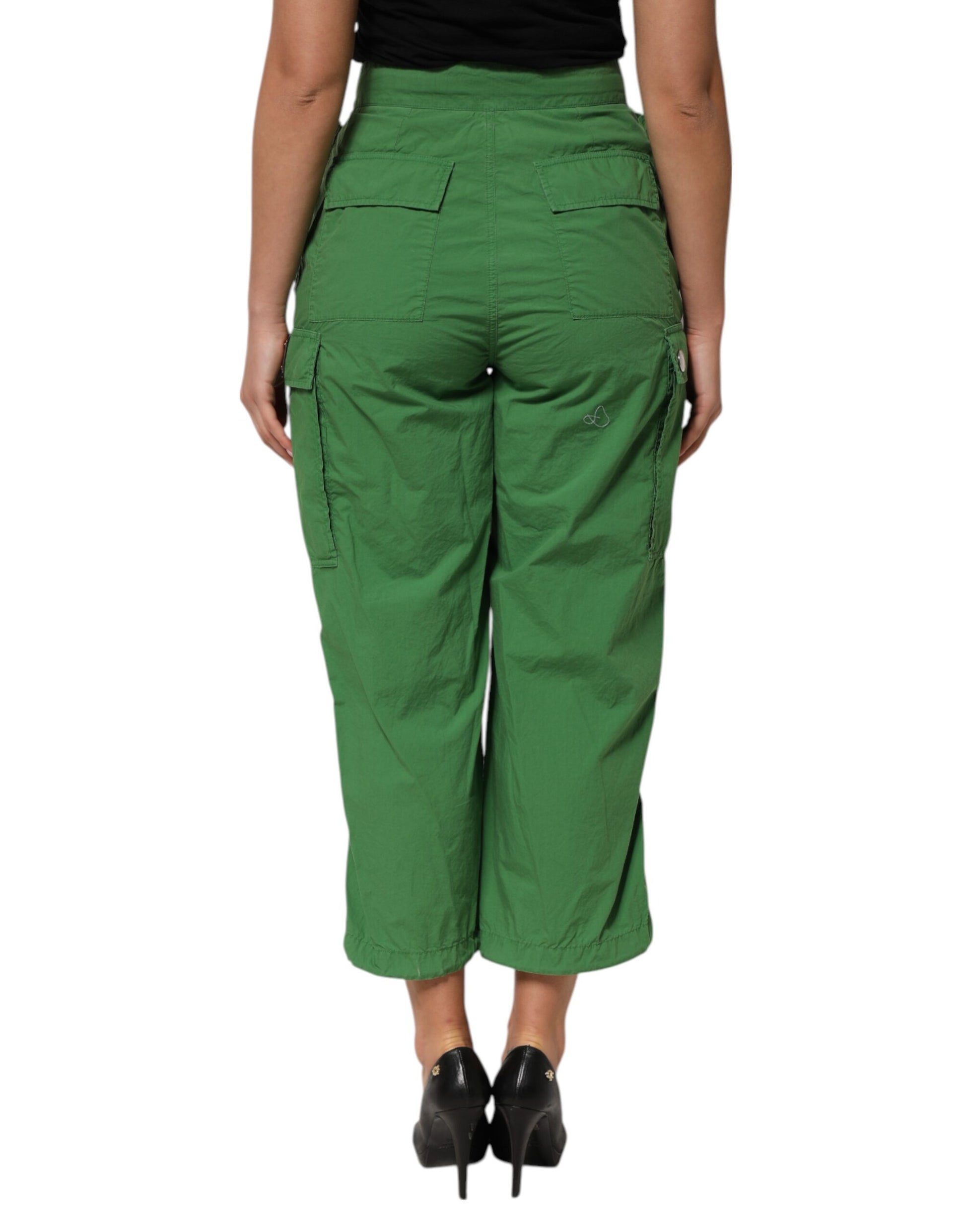 Dolce & Gabbana Green High Waist Cargo Trouser Pants