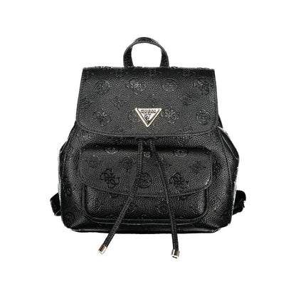 Guess Jeans Black Polyethylene Backpack: Trendy and Versatile