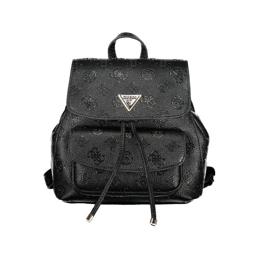 Guess Jeans Black Polyethylene Backpack: Trendy and Versatile