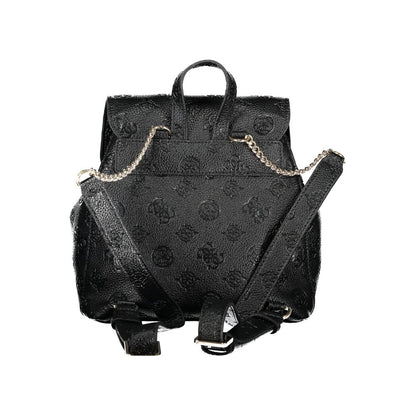 Guess Jeans Black Polyethylene Backpack: Trendy and Versatile