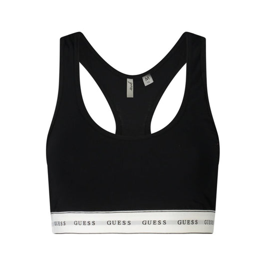 Guess Jeans Black Cotton Underwear Bralette with Halter Straps
