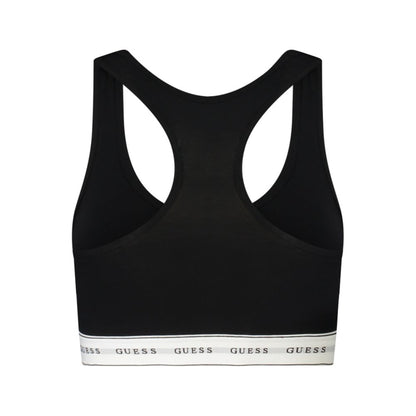 Guess Jeans Black Cotton Underwear Bralette with Halter Straps