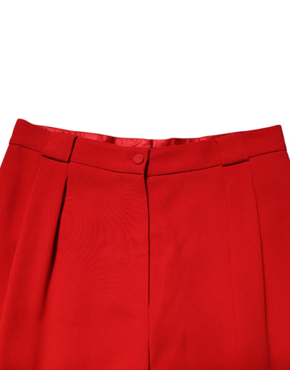 Dolce & Gabbana Red High-Waist Straight Women Trouser Pants