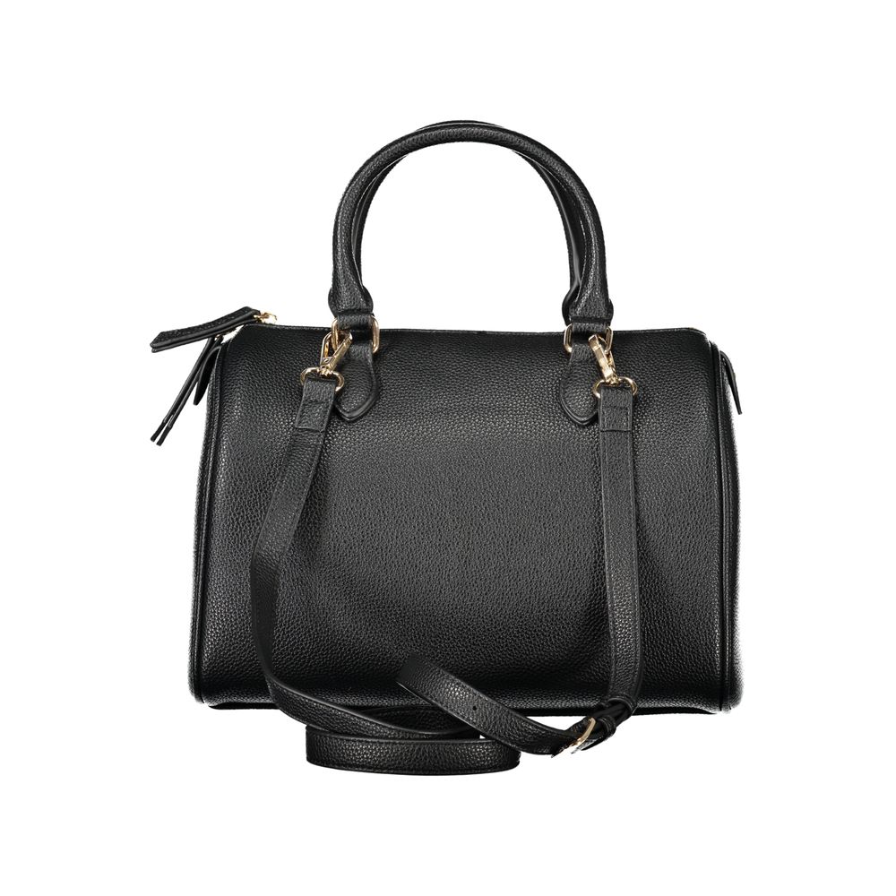 Mario Valentino Black Leather Effect Handbag with Logo Detail
