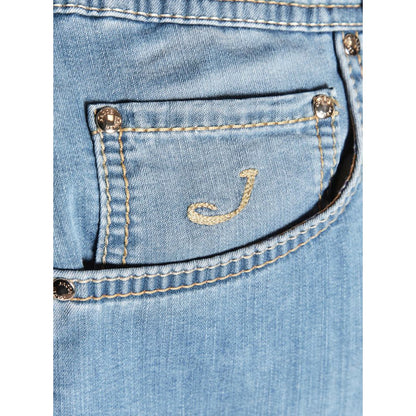 Jacob Cohen Light Blue Cotton Nick Slim Fit Jeans