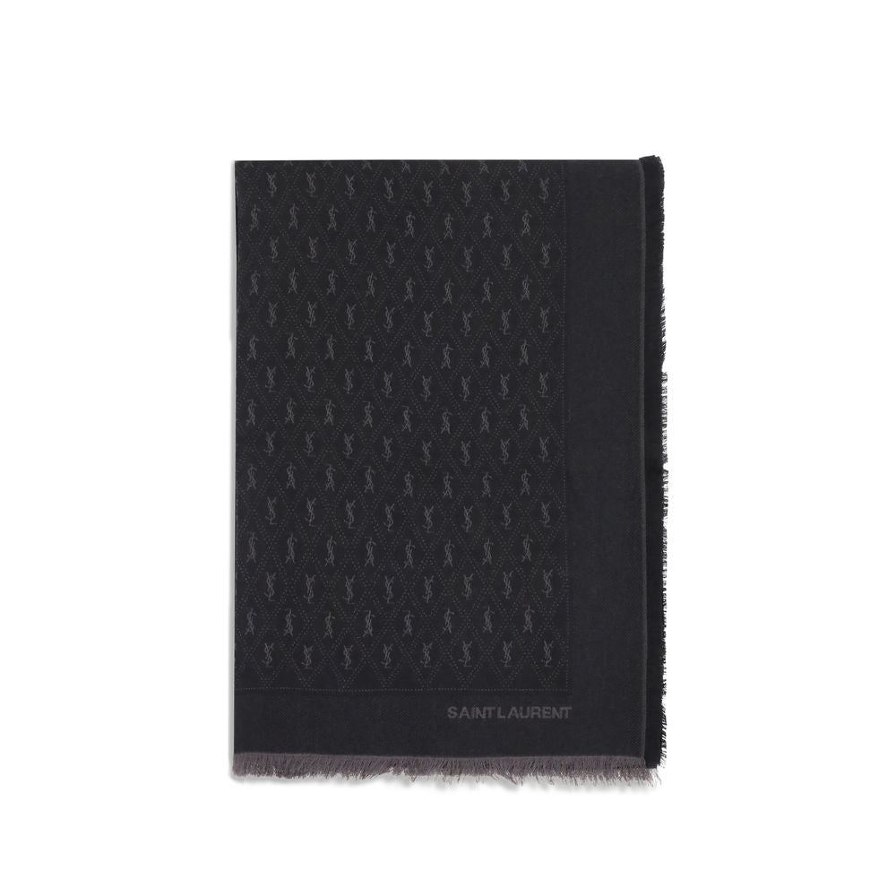 Saint Laurent Black YSL Monogram Scarf