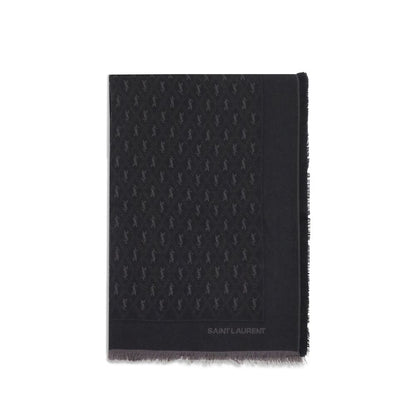 Saint Laurent Black YSL Monogram Scarf