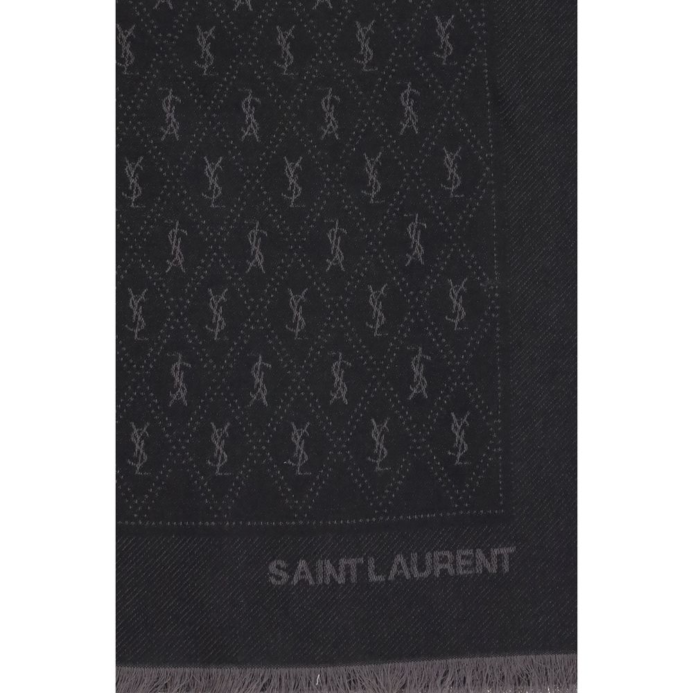 Saint Laurent Black YSL Monogram Scarf