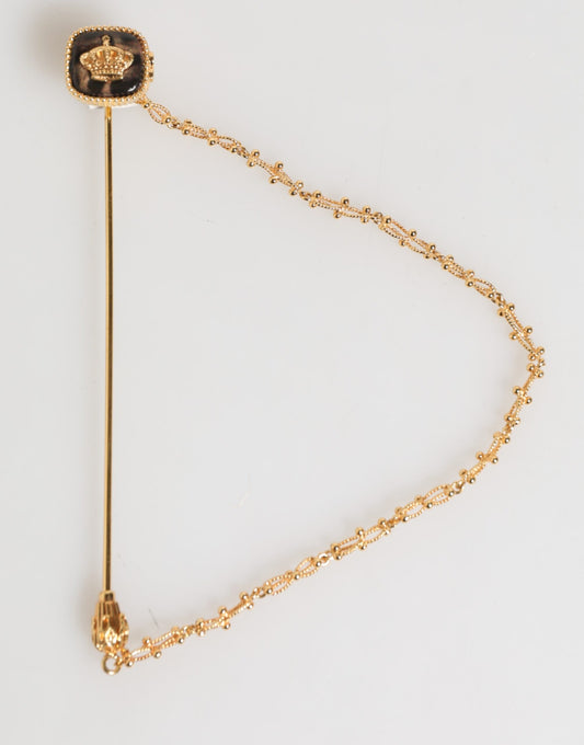 Dolce & Gabbana DG Crown Gold Chain Lapel Pin for Men