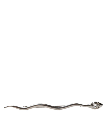 Dolce & Gabbana Silver Brass Crystal Serpente Mens Brooch Pin