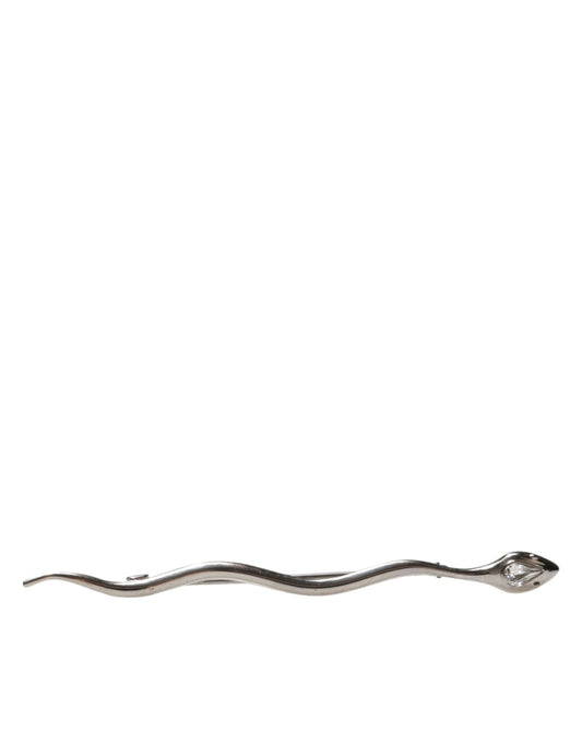 Dolce & Gabbana Silver Brass Crystal Serpente Mens Brooch Pin
