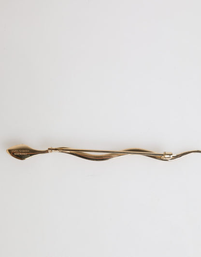 Dolce & Gabbana Gold Brass Red Crystal Serpente Mens Brooch Pin