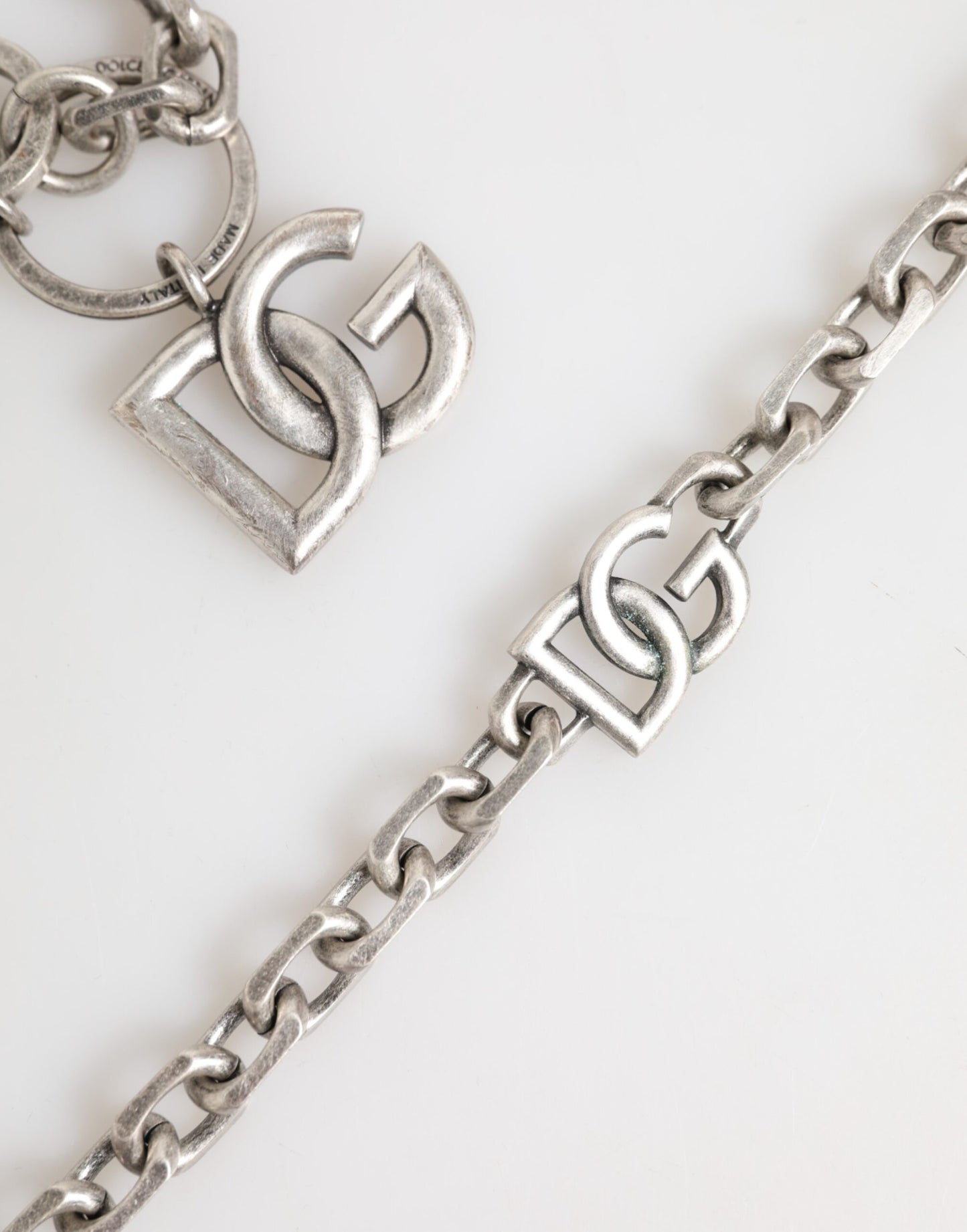 Dolce & Gabbana Silver Tone Brass DG Logo Chain Necklace for Men