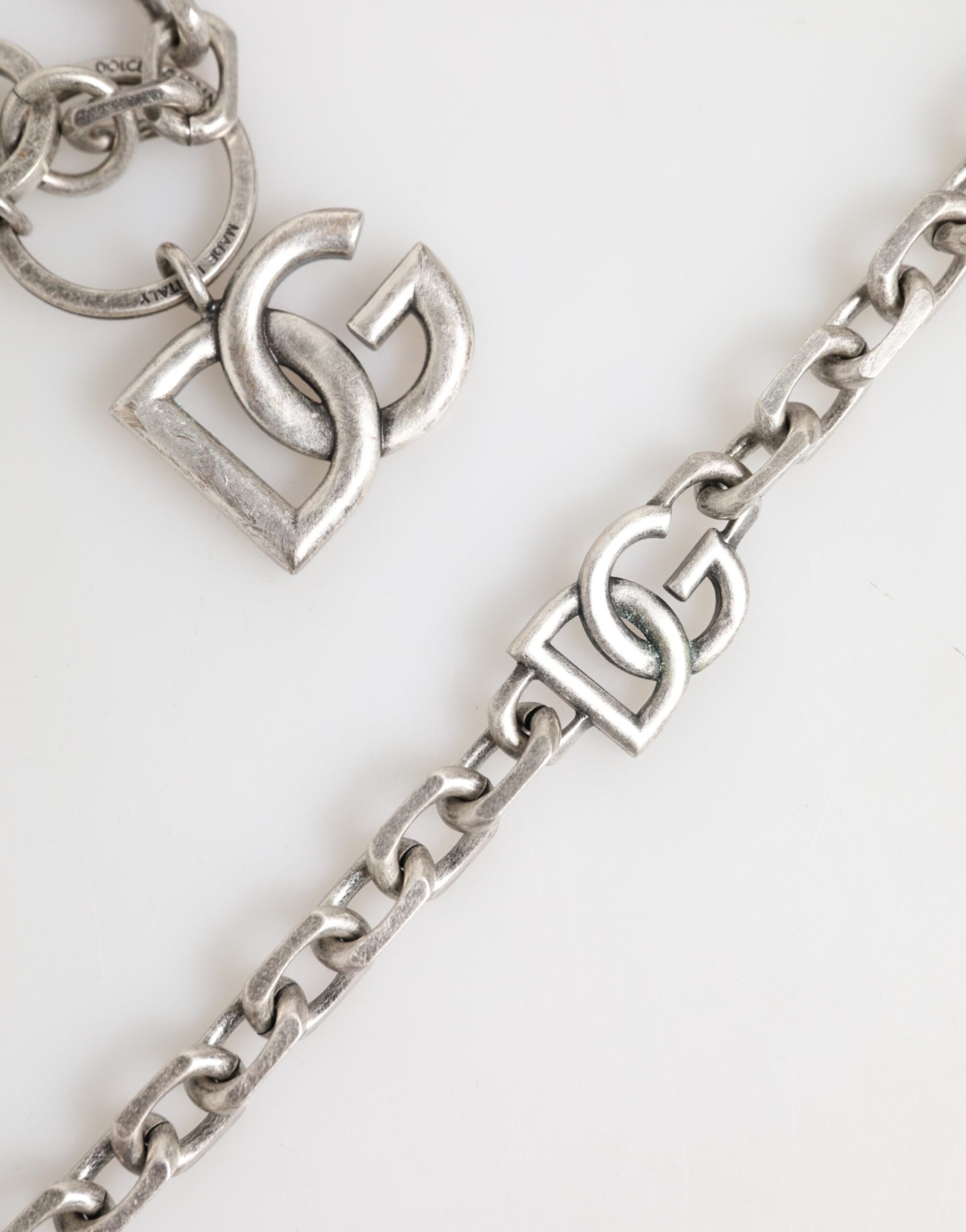 Dolce & Gabbana Silver Tone Brass DG Logo Chain Necklace for Men