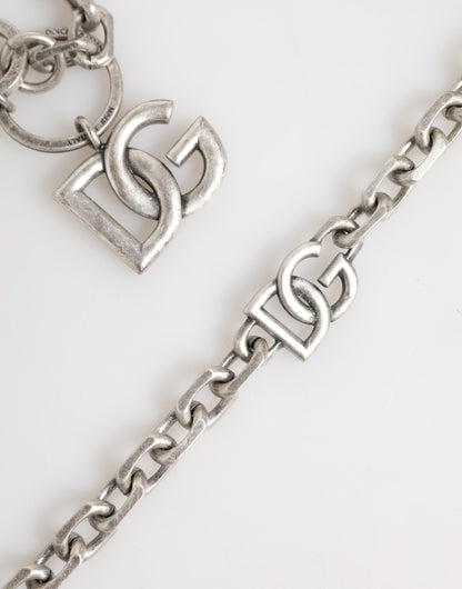 Dolce & Gabbana Silver Tone Brass DG Logo Chain Necklace for Men