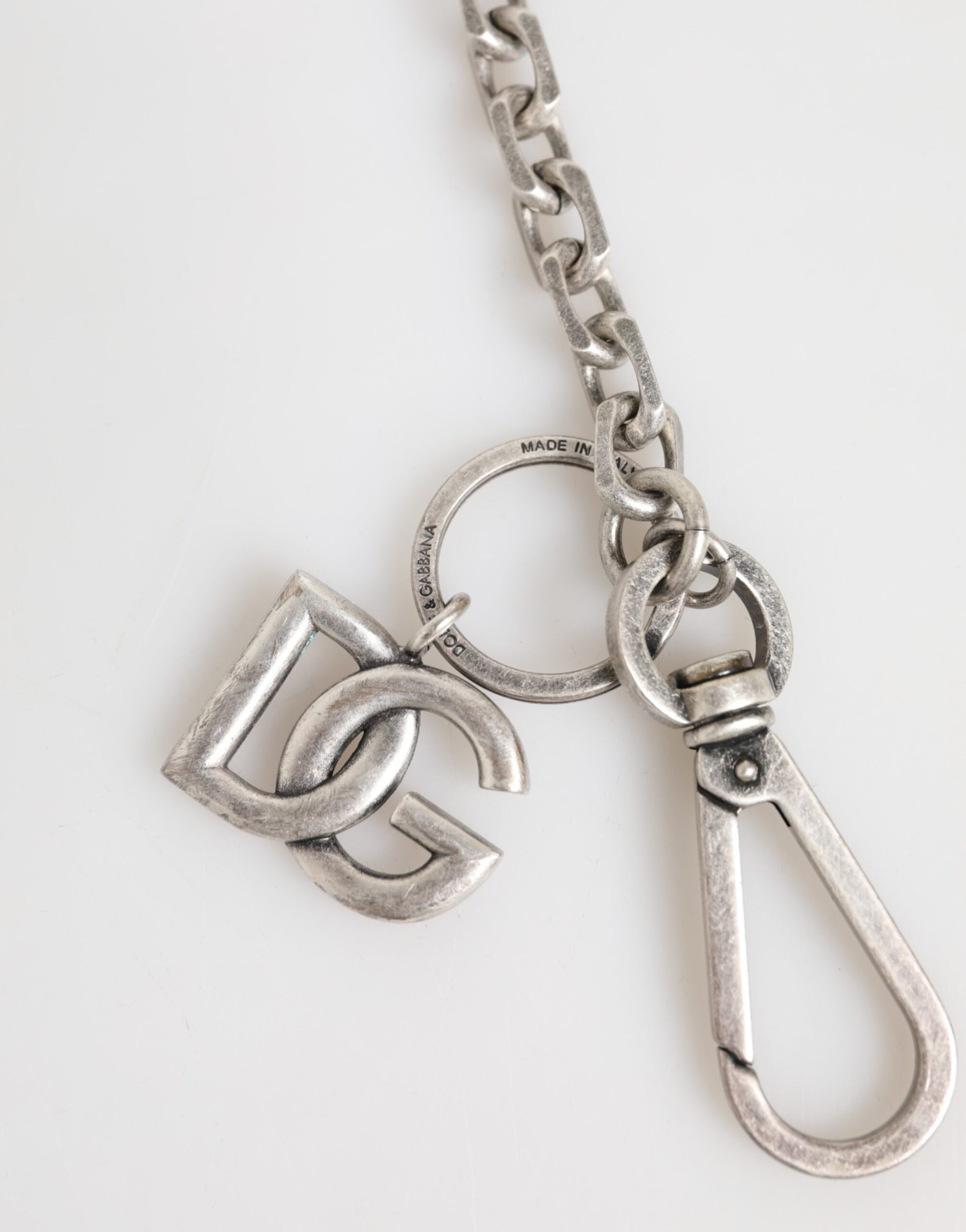 Dolce & Gabbana Silver Tone Brass DG Logo Chain Necklace for Men