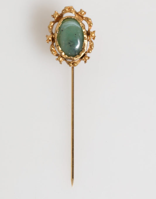 Dolce & Gabbana Gold Tone Green Stone Antique Men's Accessory Brooch Pin