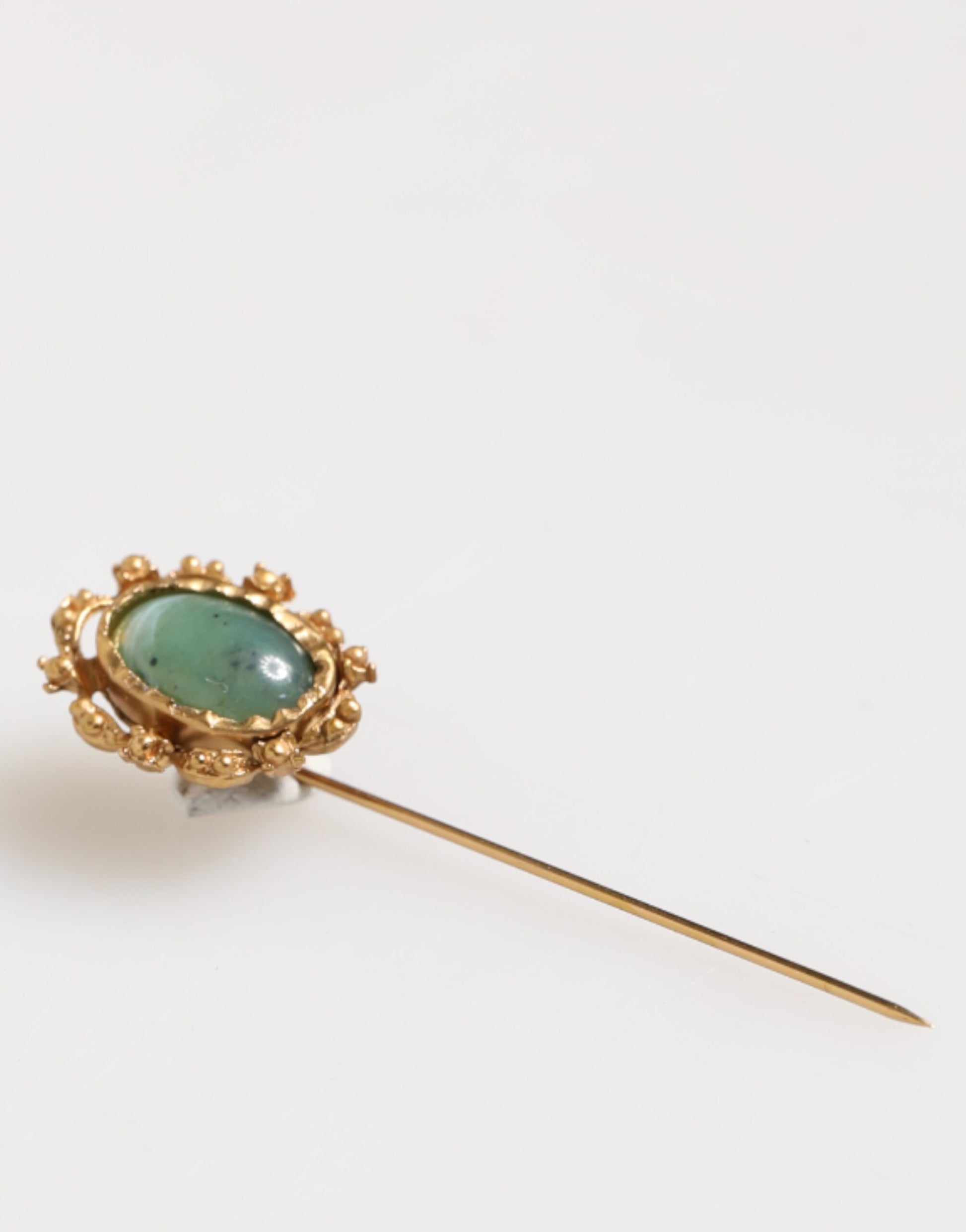 Dolce & Gabbana Gold Tone Green Stone Antique Men's Accessory Brooch Pin